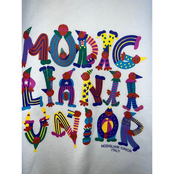 Modigliani Iunior Sweatshirt Italy Spellout Character Multicolor Crewneck Large - Picture 2 of 13